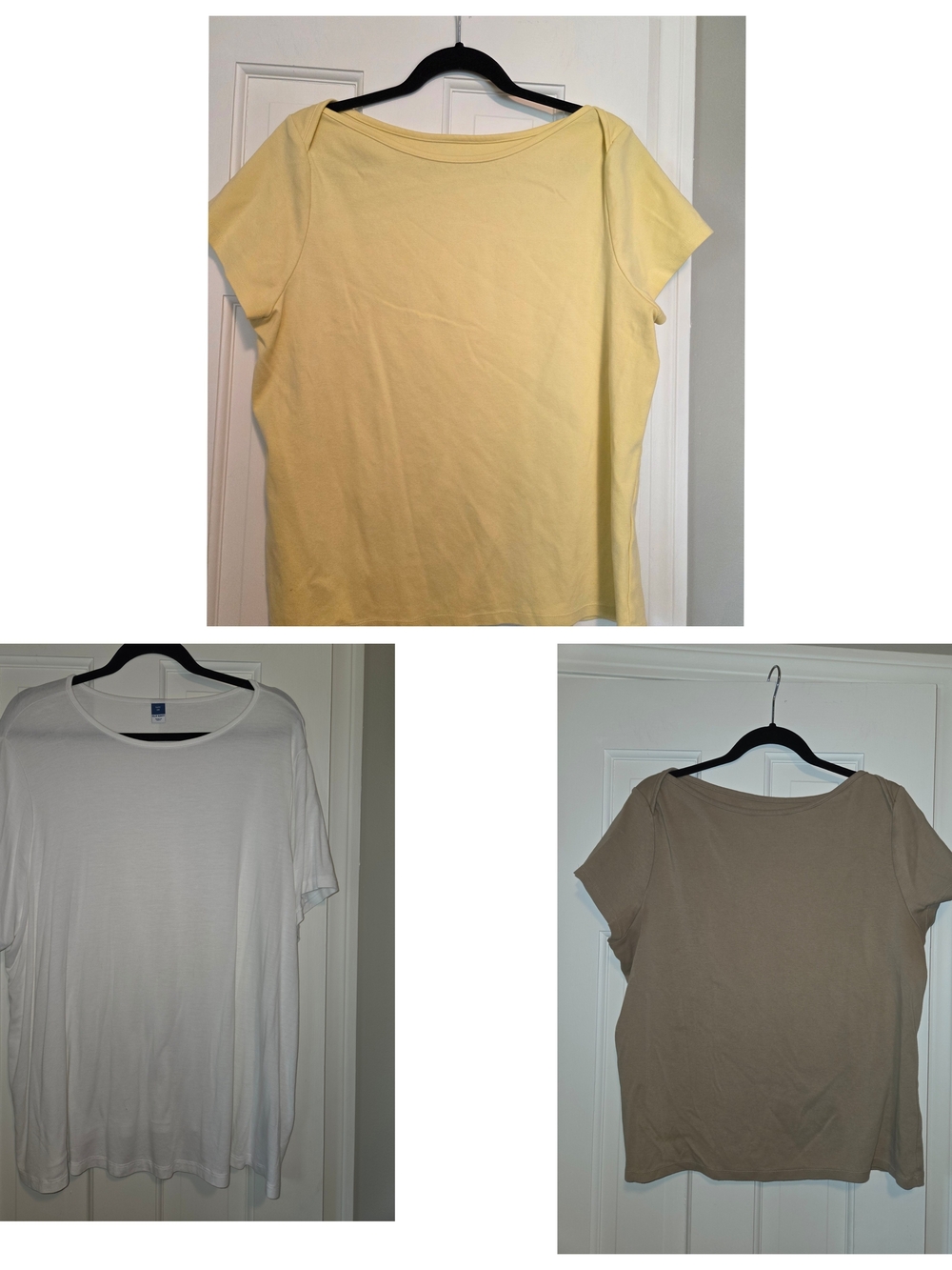 3 Old Navy Tops Bundle: 2 Boatneck Tees - Yellow & Taupe & 1 Luxe White Shirt 2X